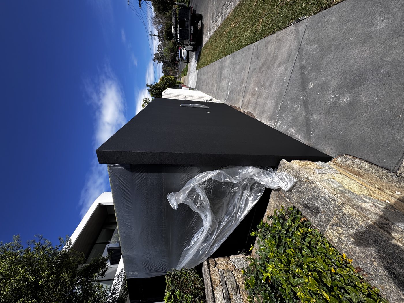 Painted boundary fence