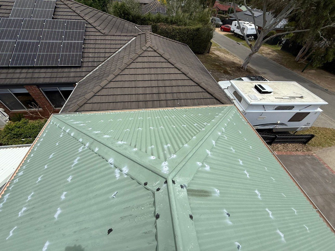 Colorbond roof coating seen from above