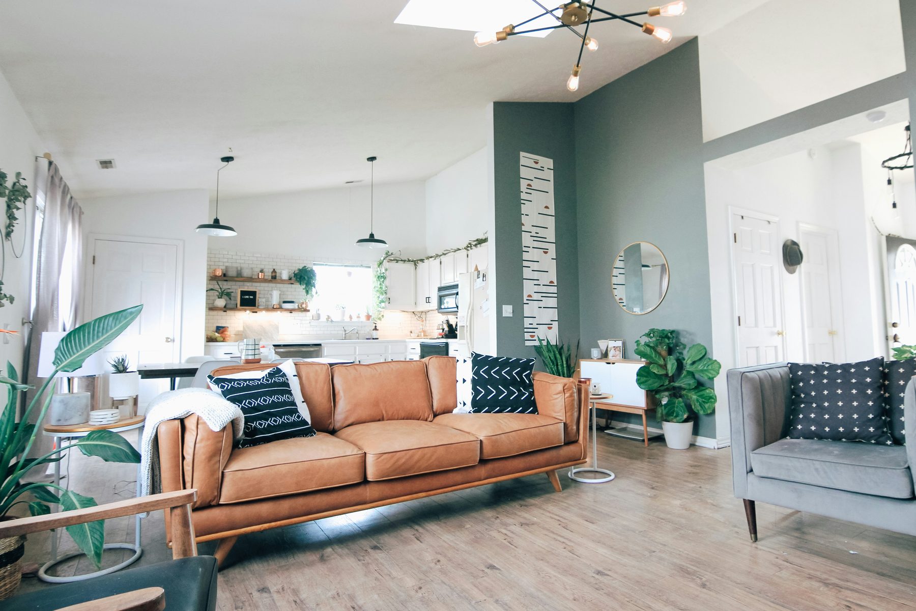 Freshly repainted open plan living room