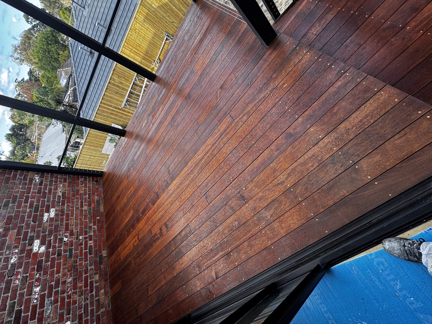 Stained timber deck